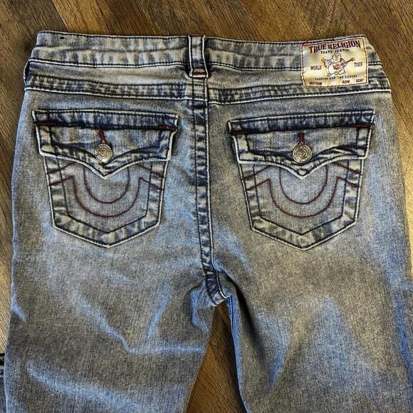 TRUE RELIGON Billie Mid-Rise Straight Jeans Light Blue Wash Womens 28x31 - Picture 3 of 8